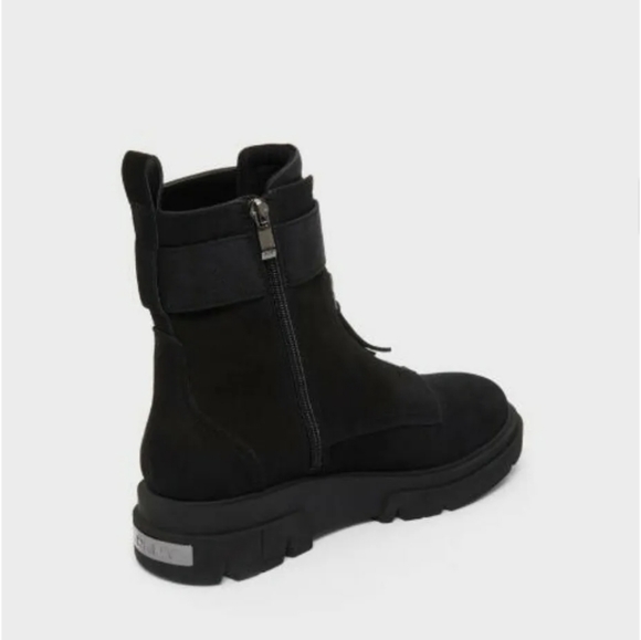 DKNY Laina Ankle Combat Boot Lug sole Goat Black K3020100 Women's Size 9.5 M new - Picture 2 of 6